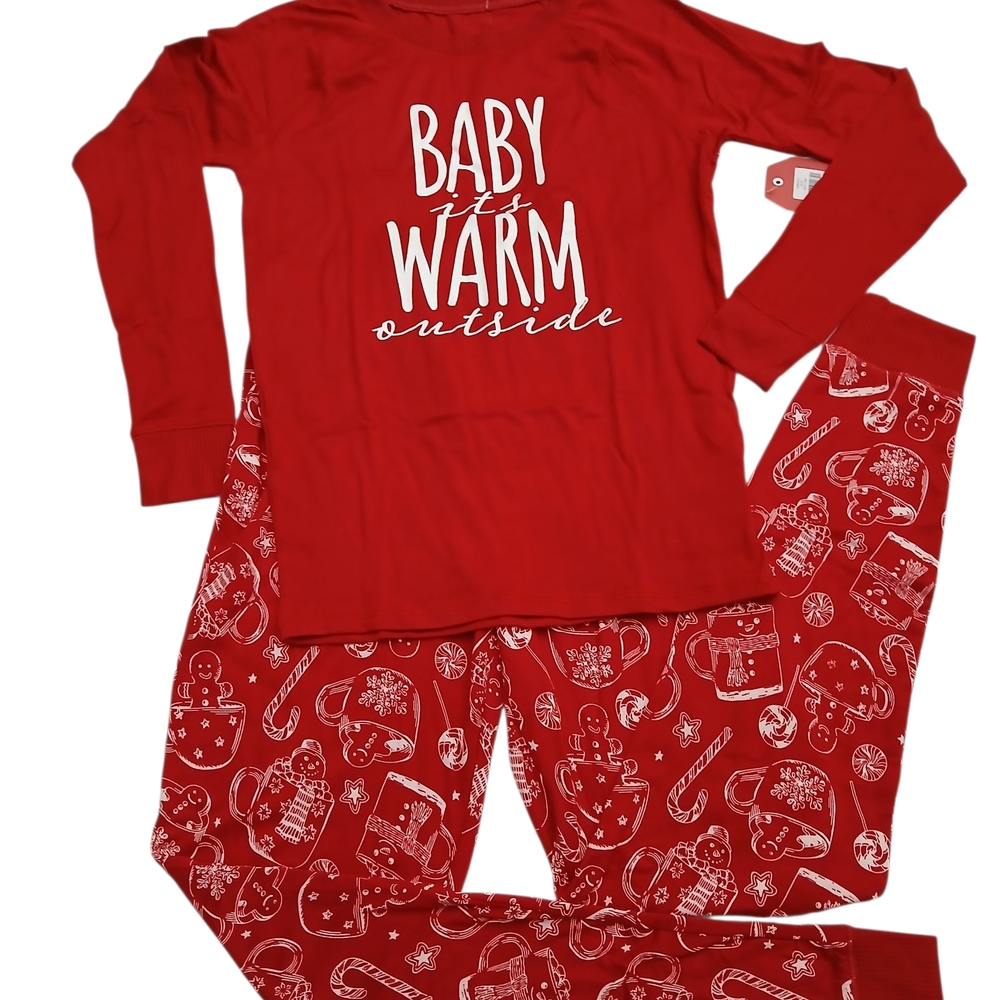 Christmas Pajama set 95%Polyester 5%Spandex Size 12 Kids 2 Pieeces $16 New